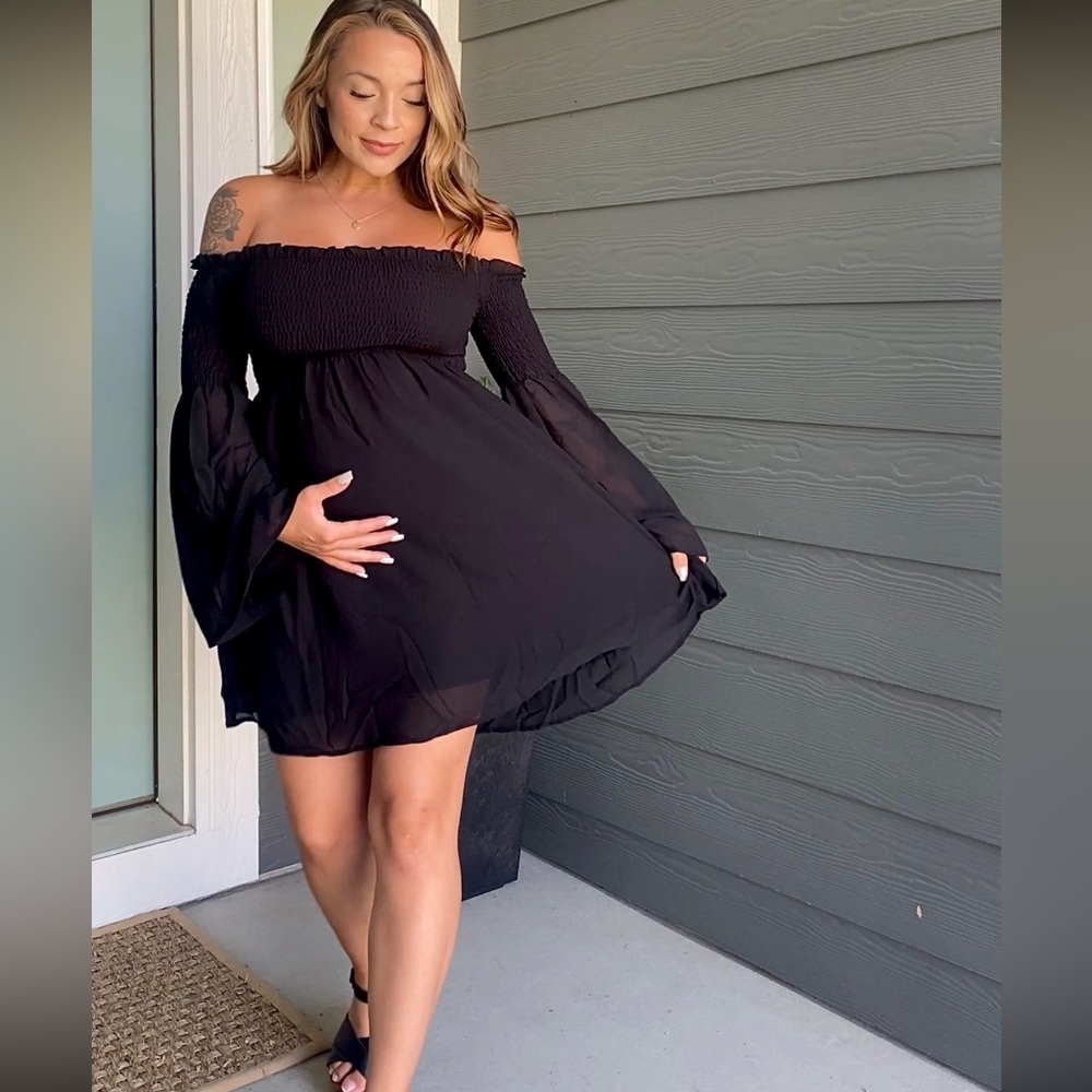 Black Strapless Midi Dress - Size xs - great condition